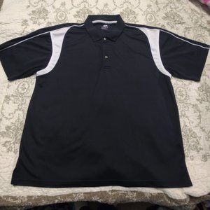 Men's Top/Flight golf shirt Black w/white stripe w/white piping on sleeves XL